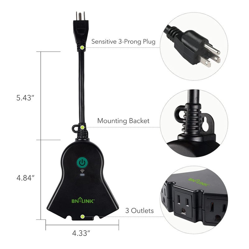 BN-LINK Smart WiFi Heavy Duty Outdoor Outlet, Timer and Countdown Function, No Hub Required for Outdoor Lights, Compatible with Alexa and Google Assistant (Outdoor) 2.4 GHz Network only - Image 2